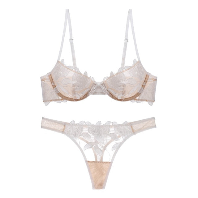 Floral Embroidery Sexy Three-dimensional Mesh  Lingerie